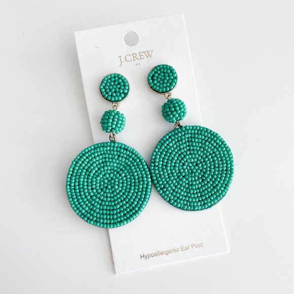 J. Crew Factory Large Circle Beaded Statement Earrings (Emerald Island) - Picture 3 of 3